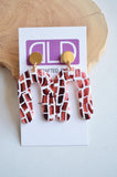 Black White Red Lucite Acrylic Geometric Statement Earrings - Maeve