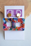 Multi Color Statement Colorful Lucite Large Acrylic Earrings - Brenda