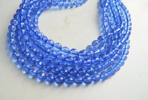 Blue Faceted Acrylic Beaded Multi Strand Statement Necklace - Angelina