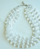 Lucite Acrylic Clear Bead Chunky Multi Strand Statement Necklace - Tessa