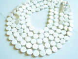 White Ivory Beaded Wood Multi Strand Chunky Statement Necklace - Charlotte