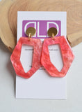 Pink Gold Big Geometric Acrylic Statement Dangle Earrings - Mia