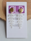 White Lucite Acrylic Post Petal Leaf Dangle Statement Earrings