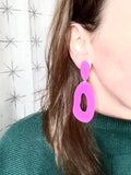 Coral Pink Statement Lucite Acrylic Big Statement Earrings - Sylvia