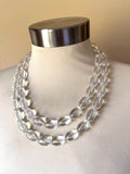 Lucite Acrylic Clear Bead Chunky Multi Strand Statement Necklace - Tessa