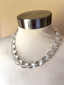 Lucite Acrylic Clear Bead Chunky Multi Strand Statement Necklace - Tessa