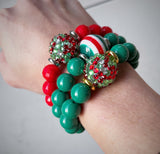 Christmas Bead Lucite Bracelet Halloween Jewelry Stretch Womens Bracelet