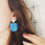 Blue Matte Big Lucite Acrylic Statement Dangle Womens Earrings - Nora