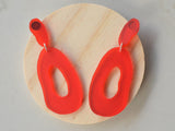 Red Blue Yellow Lucite Acrylic Hoop Statement Earrings - Sylvia