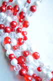 Red Heart Statement Valentines Crystal Chunky Beaded Multi Strand Necklace - Melissa