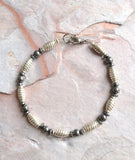 Silver Beaded Bracelet, Mens Hematite Bracelet, Mens Jewelry - Lazlo