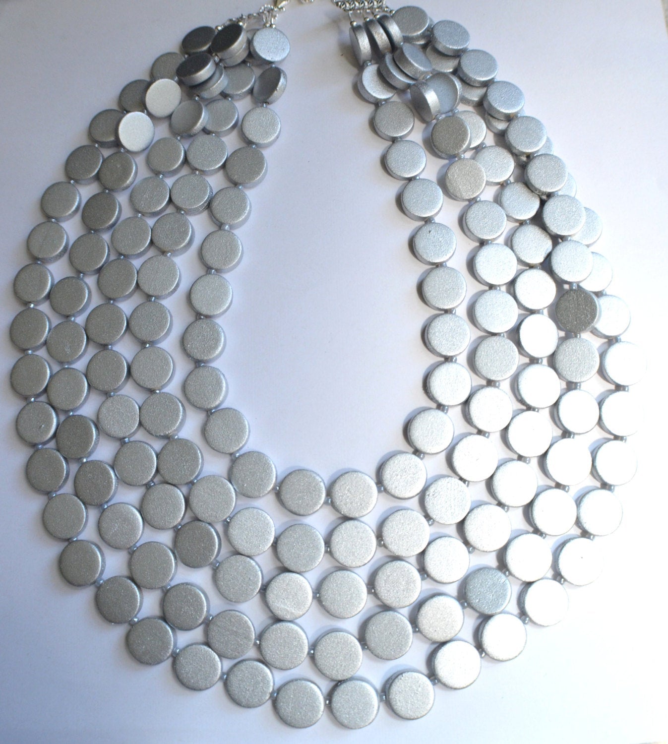 Chunky silver on sale beaded necklace
