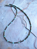 Mens Gray Blue Bead Stone Hematite Turquoise Necklace - Cody