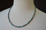 Mens Gray Blue Bead Stone Hematite Turquoise Necklace - Cody