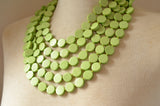 Light Green Wood Beaded Chunky Multi Strand Statement Necklace - Charlotte