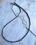 Mens Gray Hematite Beaded Stone Thin Long Necklace - Morris