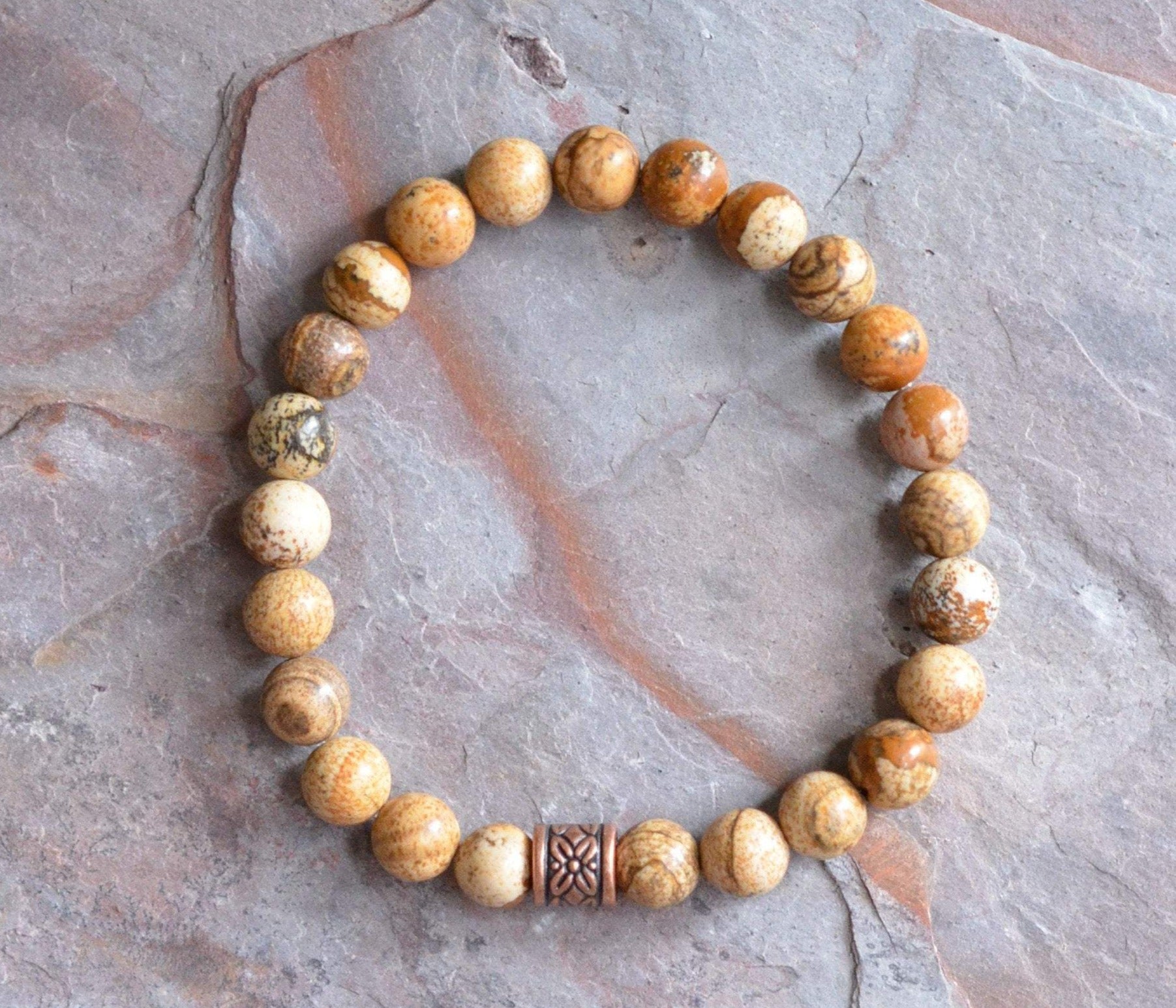 Light Brown Unisex Jasper Stone Bracelet at Rs 220/piece in Khambhat | ID:  2852410107655