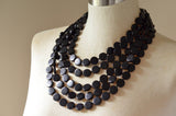 Black Statement Necklace, Beaded Necklace, Wood Necklace, Multi Strand, Chunky Necklace, Gifts For Her - Charlotte