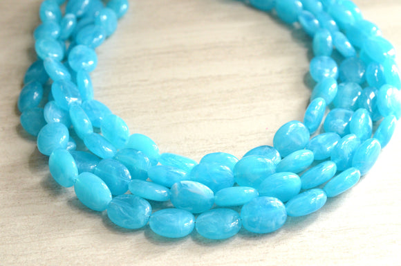 Blue Lucite Acrylic Beaded Multi Strand Chunky Statement Necklace - Lauren