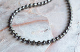 Mens Gray Beaded Hematite Long Minimalist Necklace  - Carter