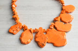 Orange Statement Necklace Beaded Chunky Necklace - Delaney
