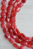 Red Statement Lucite Multi Strand Beaded Chunky Necklace  - Lauren