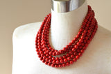 Red Statement Beaded Chunky Howlite Multi Strand Statement Necklace -  Alana
