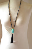 Long Turquoise Necklace Tassel Statement Necklace Gifts For Women - Emerson