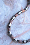Copper Brown Wood Metal Long Beaded Mens Necklace - Alphonso