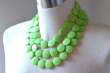 Lime Green Lucite Acrylic Beaded Chunky Multi Strand Statement Necklace - Charlotte