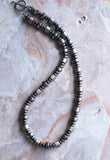 Hematite Gray Metal Mens Beaded Chunky Necklace - Crankshaft