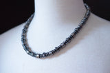 Hematite Gray Metal Mens Beaded Chunky Necklace - Crankshaft