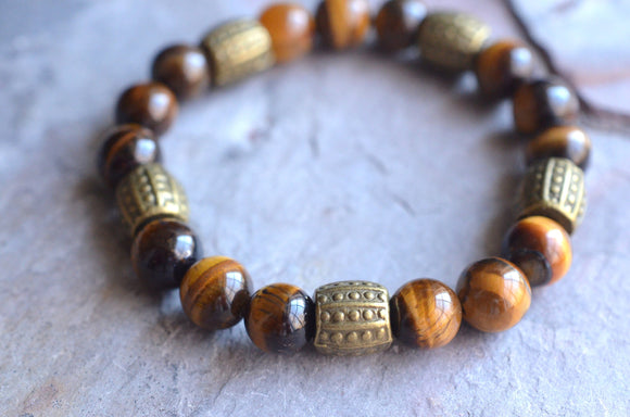 Tiger Eye Mens Bracelet Beaded Stretch Bracelet Womens Bracelet Mens Gifts - Stephen