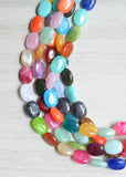 Multi Color Statement Lucite Bead Colorful Acrylic Necklace - Lauren