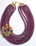 Parrot Statement Necklace. Purple Brooch Necklace, Tropical Jewelry - Bahia