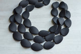 Black Rubber Matte Beaded Chunky Multi Strand Statement Necklace - Morgan
