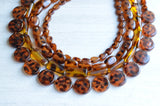 Tortoise Shell Beaded Acrylic Lucite Chunky Statement Necklace - Warhol