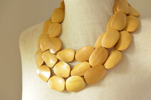 Wood Statement Necklace Beaded Yellow Necklace Gifts For Her - Miranda