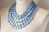 Blue Statement Necklace, Wood Bead Necklace, Wooden Necklace, Chunky Necklace, Gift For Woman - Charlotte