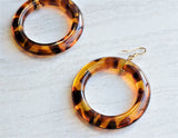 Brown Tortoise Shell Statement Acrylic Resin Hoop Earrings - Mollyrose