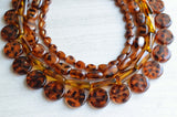 Tortoise Shell Beaded Acrylic Lucite Chunky Statement Necklace - Warhol
