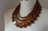 Tortoise Shell Beaded Acrylic Lucite Chunky Statement Necklace - Warhol