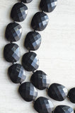 Black Acrylic Beaded Multi Strand Chunky Statement Necklace - Elizabeth