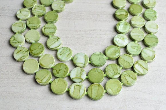 Green White Lucite Beaded Multi Strand Chunky Statement Necklace - Charlotte