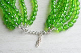 Green Lucite Faceted Beaded Chunky Multi Strand Statement Necklace - Angelina