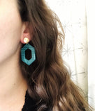 Yellow Matte Acrylic Geometric Big Dangle Statement Earrings - Janet