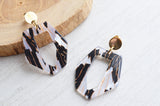 Black White Lucite Acrylic Big Dangle Statement Earrings - Mia