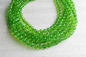 Green Lucite Faceted Beaded Chunky Multi Strand Statement Necklace - Angelina