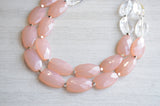 Peach Statement Necklace, Acrylic Beaded Necklace, Lucite Chunky Necklace - Ruby