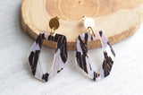 Black White Lucite Acrylic Big Dangle Statement Earrings - Mia